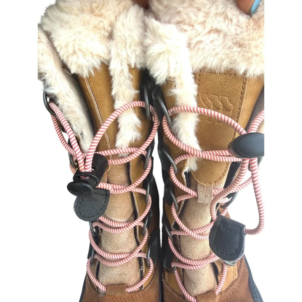 All in Motion Snow Boots Girls 13 Brown GUC Thermolite Faux Fur Winter Boots